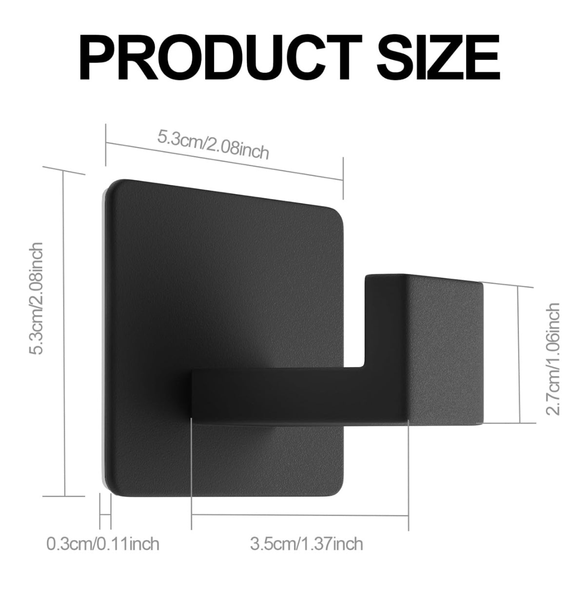 Black 4 Pack Self Adhesive Wall Hooks for Hanging, Stick On Wall Hanger Hook for Shower, Robe, Hat - Aluminium
