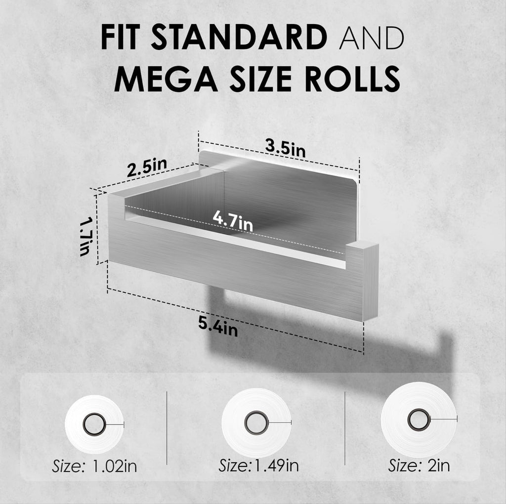 Self Adhesive Toilet Paper Holder - Silver