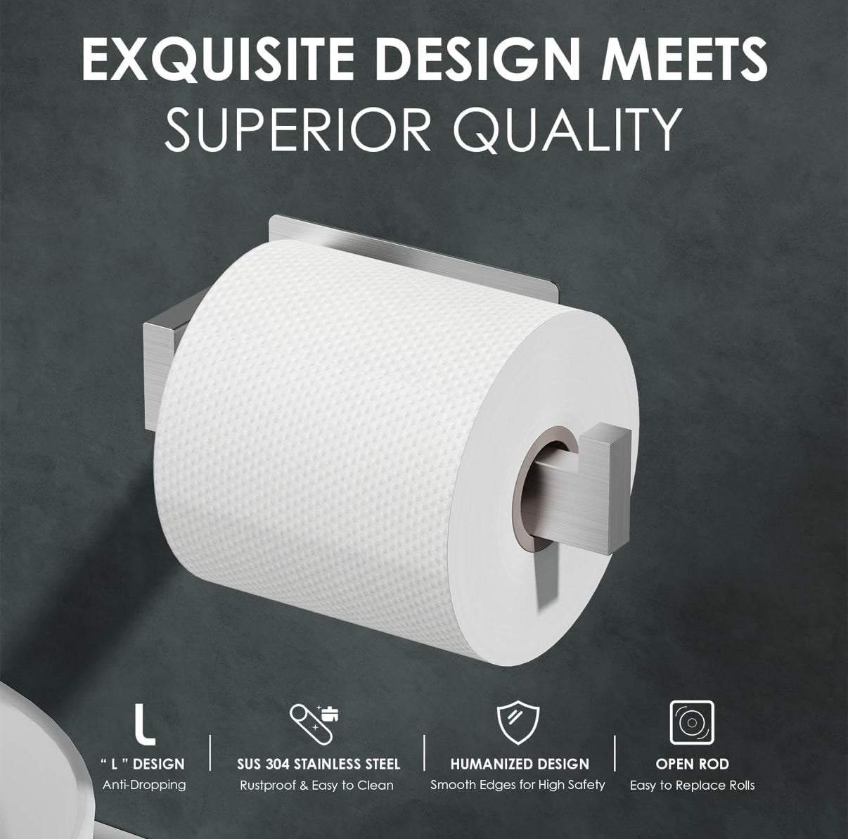 Self Adhesive Toilet Paper Holder - Silver